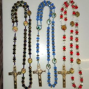 3 pcs Rosary Shiny Crystal Beads 21½" long approximately